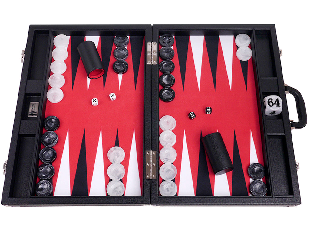Ensemble de backgammon de tournoi - tableau noir, champ rouge | Jeux de Ensemble de backgammon de tournoi - tableau noir, champ rouge | Jeux de