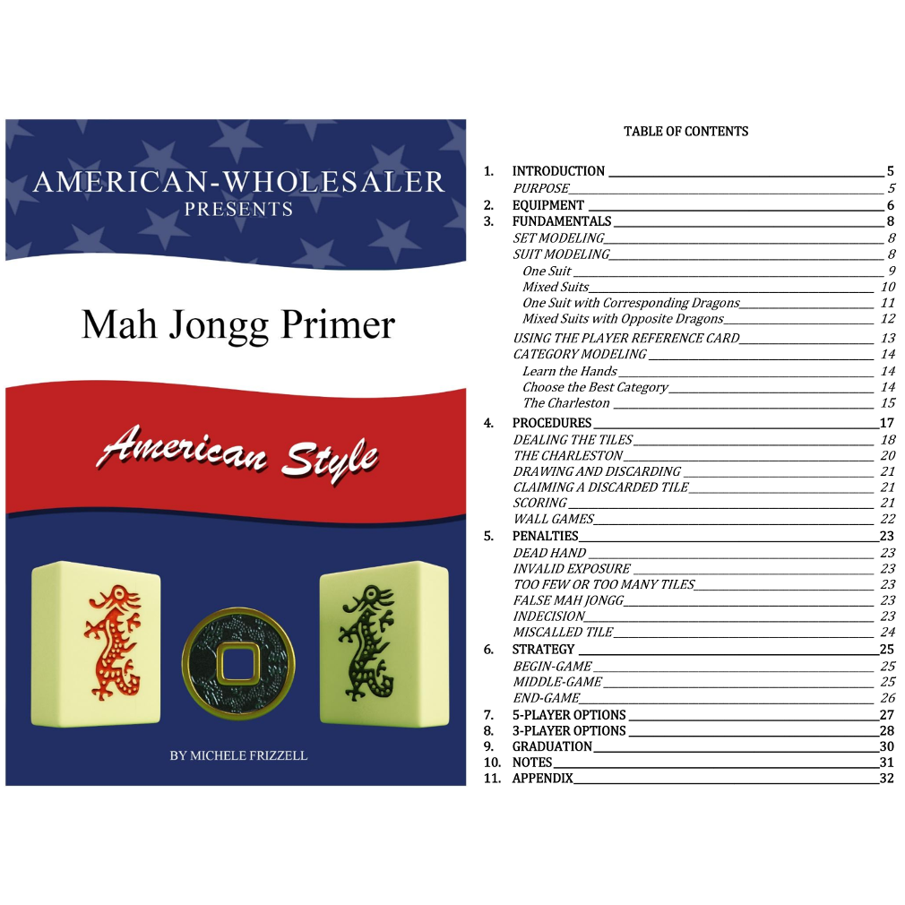 Soft-Sided American Mah Jongg Set by Linda Li® with White Tiles and Modern Pushers - Denim Bag - American-Wholesaler Inc.