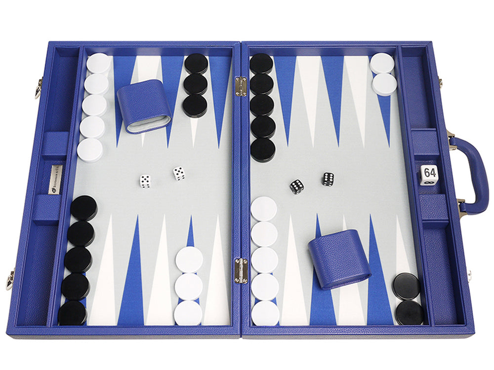 Hector Saxe Louis Backgammon cuir patiné medium Bleu Roi - Connect Paris Hector Saxe Louis Backgammon cuir patiné medium Bleu Roi - Connect Paris
