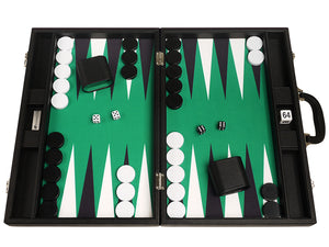 Ensemble de Backgammon Premium de 48 x 64 cm - Plateau Noir Avec un Fond Vert