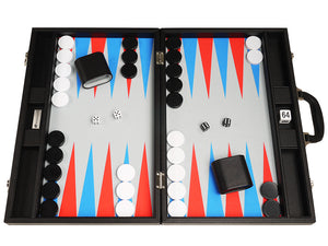 Ensemble de Backgammon Premium de 48 x 64 cm  - Tableau noir avec points rouge écarlate et bleu Patriot