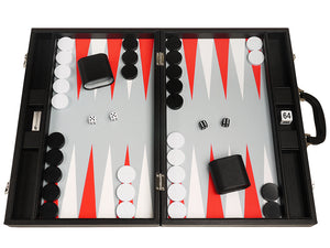 Ensemble de Backgammon Premium de 48 x 64 cm - Tableau Noir Avec Points Blancs et Rouges