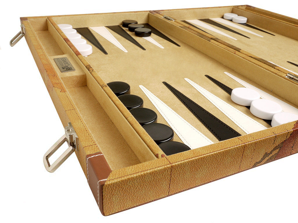 Jeu De Backgammon En Cuir Véritable - Version Voyage, Plateau Pliable, 30 Pions, 5 Dés